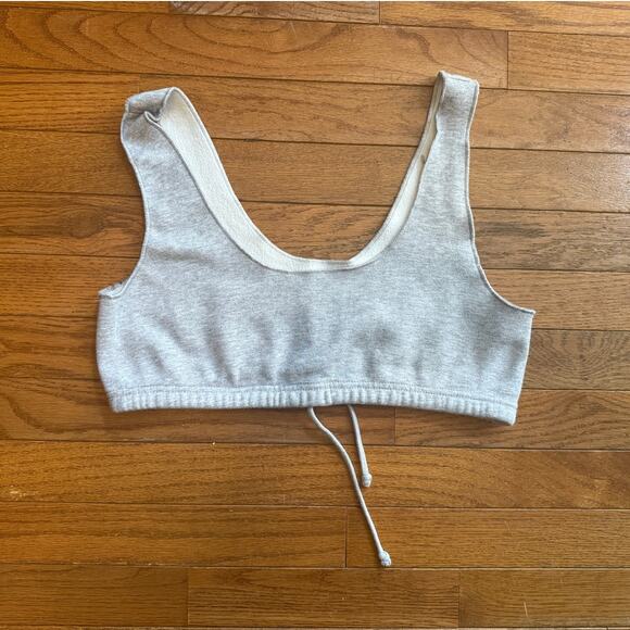 Skims Cotton Fleece Bralette crop top Grey Medium - Picture 3 of 5
